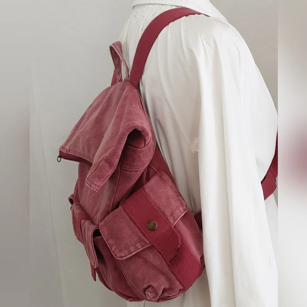 Unbranded Plum Canvas Roll-Top Backpack